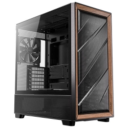 Antec Flux Atx, Black Premium Walnut Trim, 5x Black Pwm Performance Fans. Ultra Cooling Design, Argb Controller, Mid Tower Case Flux-bk