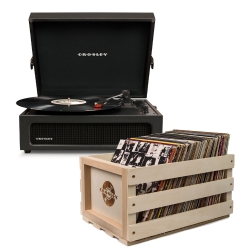 Crosley Voyager Black - Bluetooth Portable Turntable & Record Storage Crate CR8017BSC-BK4