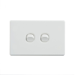 4C | Elegant Wall Switch 2 Gang 250V 16A | Horizontal 040.0.0084