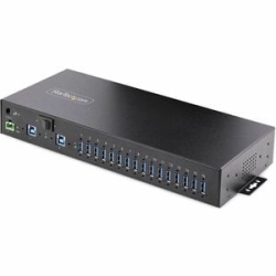 StarTech.com 16-Port Industrial USB 3.0 Hub 5Gbps, Mountable, Terminal Block Power Up To 120W Shared, USB Charging, Dual-Host Hub/Switch - 16 USB-A 3.2 Gen 1 (5Gbps Shared) Downstream Facing Ports (Dfp) W/dual-host Switch/hub - Steel Enclosure - Locking
