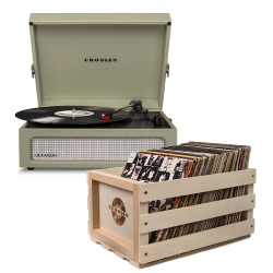 Crosley Voyager Sage - Bluetooth Portable Turntable & Record Storage Crate CR8017BSC-SA4