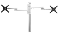 Atdec Dual Monitor Desk Mount, Up To 27" & 8KG, Vesa 75x75, 100x100, White, 10 Yr Wty AFS-AT-DC-SW