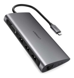 Ugreen Type C 8 In 1 Multifultion Adaptor VGA/Rj45/USB3.0 X 3/SD/TF/TypeC Pd Protocal (50539) ACBUGN50539