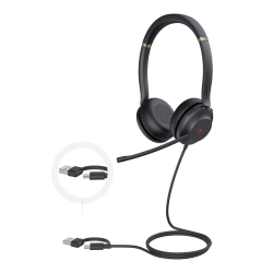 Yealink UH37 Dual Usb-c/a USB Wired Headset, Uc Dual, Usb-c/a, 35mm Speakers, Stereo, Hd Audio, 2Mic Noise Killer, Microsoft Teams & Uc Certified UH37-D-UC-C/A