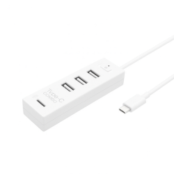 Type-C USB 3.1 3-Port Hub With Switch + Card Reader Combo White USBINTHUBHYD9802T