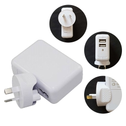 Astrotek USB Travel Wall Charger Au Power Adapter Plug 12W 5V 2.1A 100V-240V 2 Ports White For IPhone Samsung Smartphones & USB Devices AT-USB-PWR-2