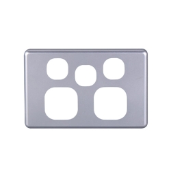4C | Classic Double Power Point With Extra Switch Cover Plate - Silver 040.000.0050