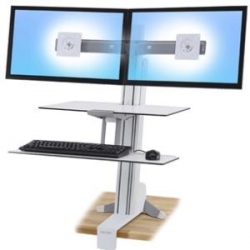 Ergotron Workfit-s Dual Sit-stand Worksurface & Large Kybd Tray Bright White 33-349-211
