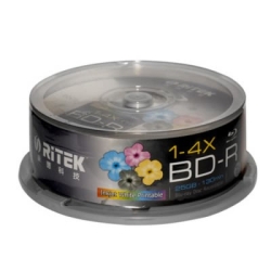 Ritek Blu-Ray Bd-R 2X 25GB 130Min White Top Printable 25pcs BMDRITBLUREC25P
