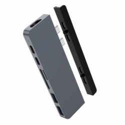 HyperDrive Duo Hd28C-Silver 7 Port(s) USB Type C Docking Station For MacBook - Charging Capability - Memory Card Reader - MicroSD, Sd - Silver - 4K, 5K, 4K @ 60Hz - 3840 X 2160, 5120 X 2880 - 2 X USB Type-A Ports - USB Type-A - USB Type-C - Hdmi - Thunde