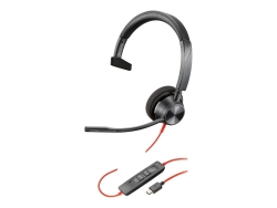 HP Poly Blackwire 3310, Uc, Mono USB-C Corded Headset, Including USB-A Adaptor 8X215AA