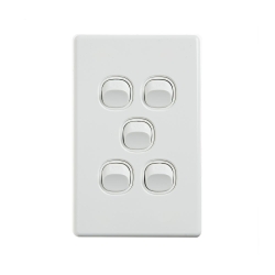 4C | Elegant Wall Switch 5 Gang 250V 16A | Vertical 040.0.0091