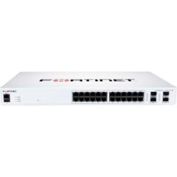 FortiSwitch 124F-Poe Layer 2 FortiGate Switch Controller Compatible PoE+ Switch With 24x 1G RJ45 And 4x 10G/1G Sfp+/Sfp Ports And 1x RJ45 Console Port. Ports 1 To 12 Support PoE+ With Maximum 185W PoE Output Limit With Smart Fan/temperature Control. FS-1