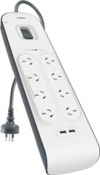 Belkin Surgeplus 8-Outlet USB (2.4A) Surge Protector With 2M Cord BSV804AU2M