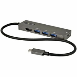 StarTech.com USB C Multiport Adapter, USB-C To HDMI 4K 60Hz (HDR10), 100W Pd Pass-Through, 4xUSB 3.0, USB Type-C Mini Dock, 12" Long Cable - USB-C Multiport Adapter 4K 60Hz HDMI 2.0b (DP 1.4 Alt-Mode) - USB 3.0 Hub 5Gbps (2x USB-A/1x USB-C) - USB C Mini