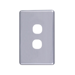 4C | Classic 2 Gang Switch Polycarbonate Cover Plate - Silver Colour 040.000.0042