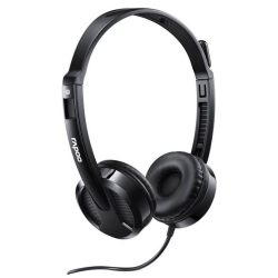 Rapoo H100 Wired Stereo Headsets - Hd Voice Rotary Microphone Volume Adjustment 3.5mm Headphones With Audio Split Adapter Cable. H100-Black
