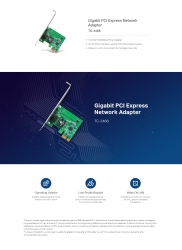 PCIe Adapter: 1x Gigabit RJ45 Port Network Adapter, Low-Profile Bracket Included TG-3468