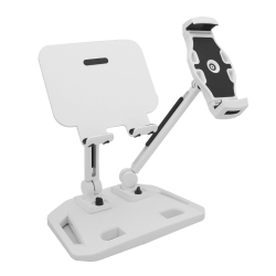 Universal And Adjustable Double Arm Stand Holder White MOBACCOTC3W