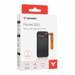 Verbatim 1TB Pocket SSD USB 3.2 Gen 2 1TB Black Orange Convenient Keyring Cable Holder. Compact, Rugged. Ultra Lightweight Performance 58g Portable B 32193