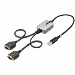 StarTech.com 2ft/60cm 2-Port USB To Serial Adapter Cable, Com Retention, Ftdi, DB9 RS232, Changeable DB9 Screws/Nuts, Windows/macOS/Linux - Add Two DB9 Rs-232 Serial Ports To A Desktop/laptop Using A Usb-a Port; Interchangeable Screws/Nuts; DB9 Nuts Pre-