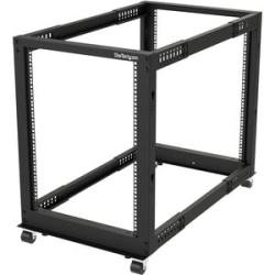 StarTech.com 4-Post 15U Mobile Open Frame Server Rack, 19" Network Rack With Casters, Rolling Rack For Computer/AV/Data/IT Equipment - 4-Post 15U Open Frame Server Rack For Data/IT Equipment - 22-40in (56-101cm) Mounting Depth; 30in (77cm) Height, 1200lb