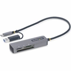 StarTech.com USB 3.0 Multi-Media Memory Card Reader, SD/microSD/CompactFlash, USB-C 5Gbps External Card Reader With Attached USB-A Adapter - USB 3.0 (5Gbps) Multi-Card Reader Features 1x SD/1x MicroSD/1x CompactFlash (Cf) Drive Slot; Simultaneous Read/wr