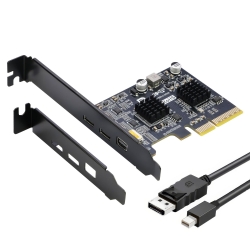 Simplecom EC365 PCIe X4 To 2-Port USB 3.2 Gen Ii Type-C With Mini DisplayPort Input For Usb-c DP Alt Mode Expansion Card EC365