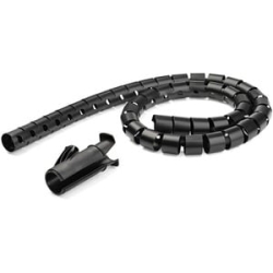 2.5m (8.2ft) Cable Management Sleeve - Spiral - 1" (25mm) Diameter - W/ Cable Loading Tool - Black (CMSCOILED2) CMSCOILED2