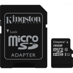 Kingston 16gb Microsdhc Canvas Select 80r Cl10 Uhs-i Card + Sd Adapter Sdcs/16gb