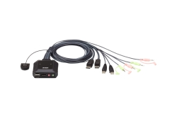 Aten Compact Kvm Switch 2 Port Single Display Display Port W/ Audio, Remote Port Selector, USB Hot-Plugging CS22DP-AT