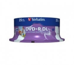 Verbatim Dvd+r Dl 8.5gb 8x White Wide Ij 25pk Sp 43667