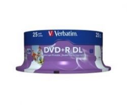 Verbatim Dvd+r Dl 8.5gb 25pk White Wide Inkjet Printable Cmvd43667