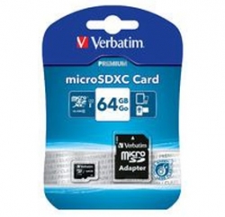 Verbatim 64gb Micro Sdx C Card Class 10 Uhs-i With Adaptor 44084