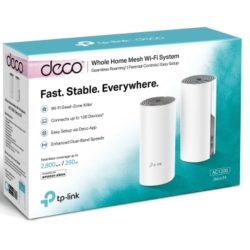 TP-Link Deco E4(2-pack) AC1200 Whole Home Mesh Wi-Fi (2-Pack), Dual-Band, Up To 1167 Mbps, Wireless, Seamless Ai Roaming, Gaming & Streaming, Smart Ho Deco E4(2-pack)