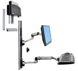 Ergotron Lx Wall Mount System Ii Lcd Keyboard And Cpu Holder Polished Aluminium 45-253-026