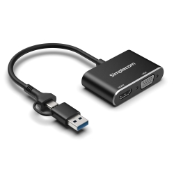 Simplecom DA326C USB 3.0 And USB-C To HDMI + VGA Video Card Adapter Full Hd 1080p DA326C