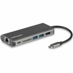 StarTech.com USB Type C Docking Station For Notebook - Memory Card Reader - Sd, Sdxc, Sdhc - 60 W - Black, Grey - 1 Displays Supported - 4K - 4096 X 2160, 3840 X 2160, 2560 X 1600, 2560 X 1440 - 3 X USB Ports - 3 X USB 3.0 - USB Type-A - USB Type-C - Net