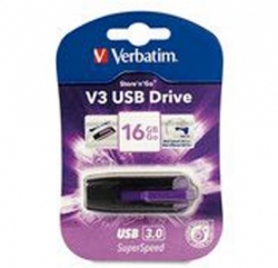 Verbatim 16gb Usb3 Blackviolet V3, Store" N" Go Thumbdrive Usv-49180