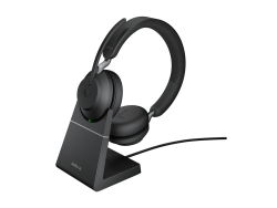 Jabra Wireless EVOLVE2 65 Uc Stereo Bluetooth Headset W/Charging Stand+Link 380C Bt,USB-C 26599-989-889