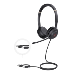 Yealink UH37 Dual MicrosoftTeams Certified USB Wired Headset Usb-c/a Professional USB Headset Dual Noise-Cancelling, Usb-c To Usb-a Adapter UH37-D-MS-C/A
