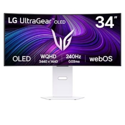 34" ULTRAGEAR,GSYNC,OLED,21:9,WQHD(3440x1440),800R,0.03ms,240Hz,HDMI(2.1)x2,DP(1.4)x1,USB-C(65w),RJ45,SPK(7Wx2),TILT,HEIGHT,SWIVEL,VESA100x100,2YR Wty 34GX90SA-W.AAU
