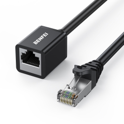 Benfei 435Bk-1M RJ45 Extension Male/Female Patch Cords Cat6 1000Mbps 1M ELEBEN435BK1M