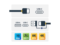 Startech 0.9M Hybrid USB-C To USB-C Cable W/ USB 3.0-A Adapter, Supports 100W Pd, 2YR USBCCADP