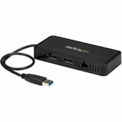 StarTech.com USB 3.0 Type A Docking Station For Notebook - Black - Taa Compliant - 2 Displays Supported - 4K - 4096 X 2160 - 1 X USB Ports - 1 X USB 3.0 - USB Type-A - Network (Rj-45) - 2 X DisplayPorts - DisplayPort - Wired - Gigabit Ethernet - Windows