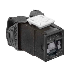 Leviton - Atlas-X1 Cat 6 Unshielded Jack With Shutter Tool Free - Black LE-61UJK-SE6