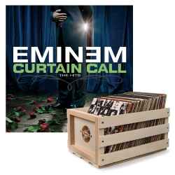 Crosley Record Storage Crate & Eminem Curtain Call - Double Vinyl Album Bundle UM-9887896-B
