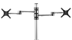 Atdec Dual Monitor Desk Mount, Up To 27" & 8KG, Vesa 75x75, 100x100, POLISHED,10YR Wty AFS-AT-DC-P