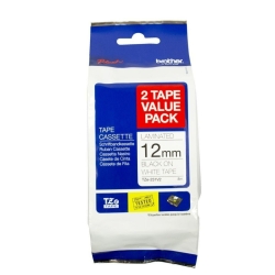 12MM Black On White Twin Pack Tz Tape TZE-231V2-TWINPACK
