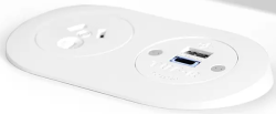 Oe Elsafe | PIP2 648501 | Mounted Desktop Power 1 X Gpo 1 X Tuf-R 25W With 2000mm Lead And 10a Three Pin Plug | White 016.048.0501